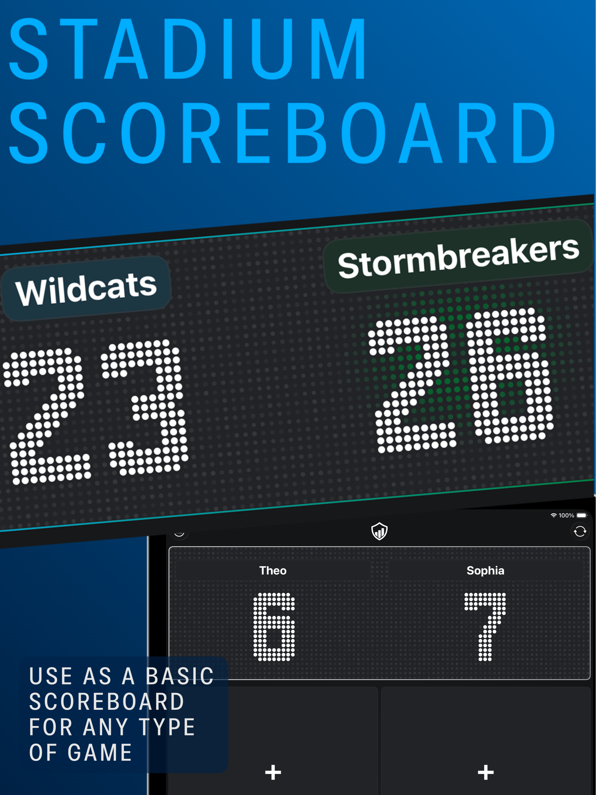 Stats Hero stadium scoreboard for any type of game